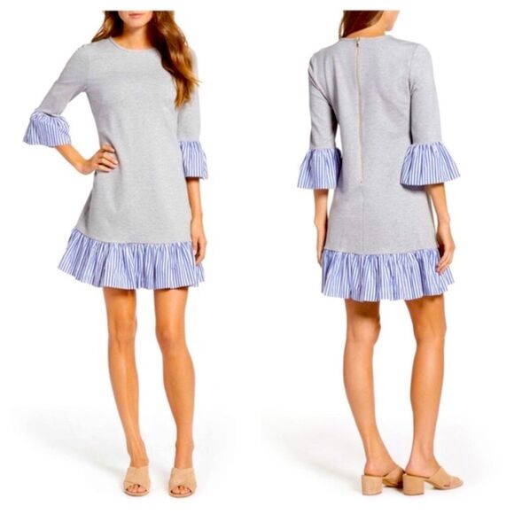 Eliza J Dresses & Skirts - Eliza J Gray Flounce Hem Sweatshirt Dress Size 6